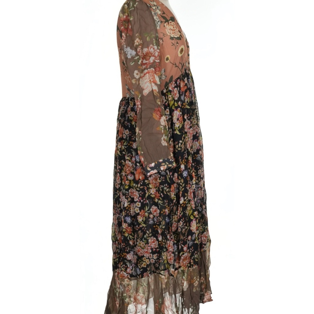 Zara Chic Floral Long Sleeve Dress in Black and Brown - Picture 4 of 8